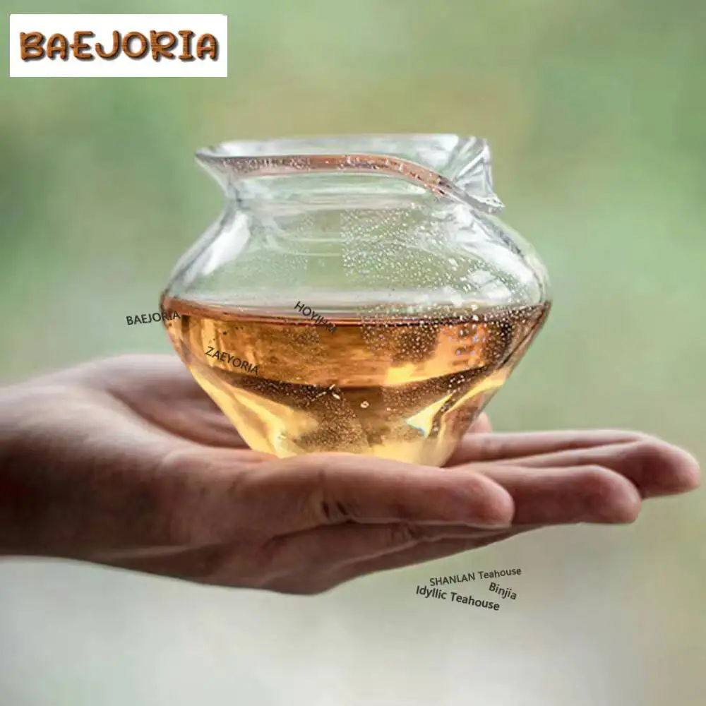 180ml Handmade Blown Sodium Calcium Glass Tea Pitcher Creative Serving Cup Cha Hai Household Justice Cup Teaset Craft Supplies