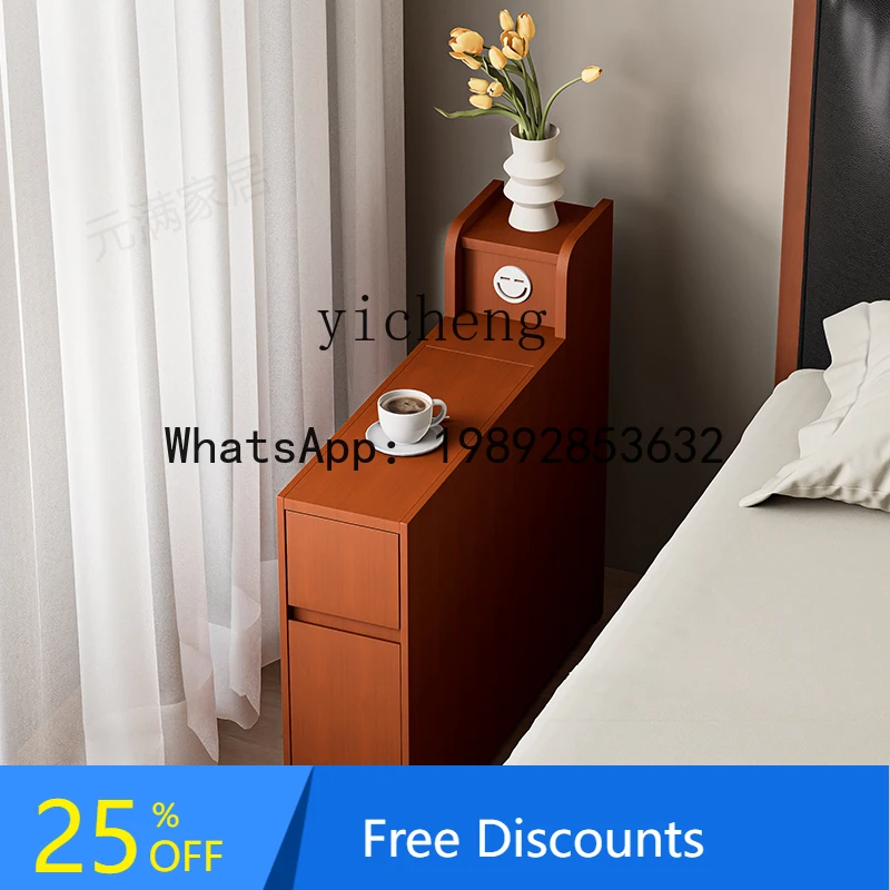 Narrow cabinet next to  sofa, removable rechargeable retro wind partition, side locker