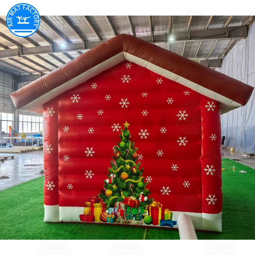 어린이를 위한 크리스마스 풍선 놀이터 - 산타 눈사람 테마 파티 성, 실내외 축제 놀이 센터 텐트