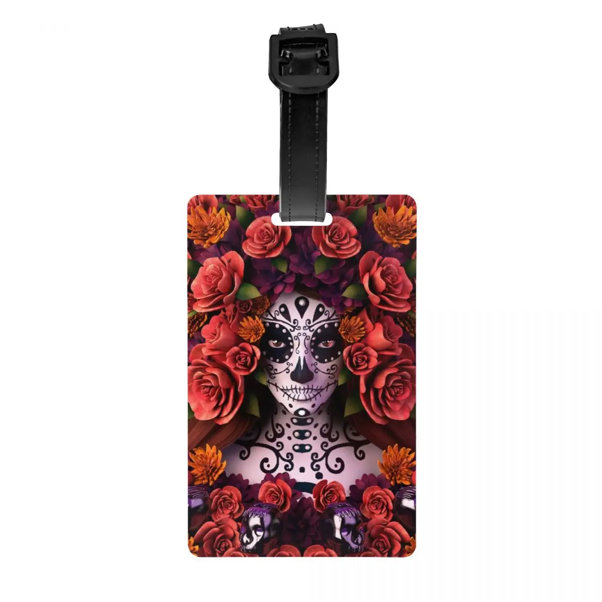 Halloween Catrina Sugar Skull Luggage Tag Day Of The Dead Mexican Lady Suitcase Baggage Privacy Cover ID Label