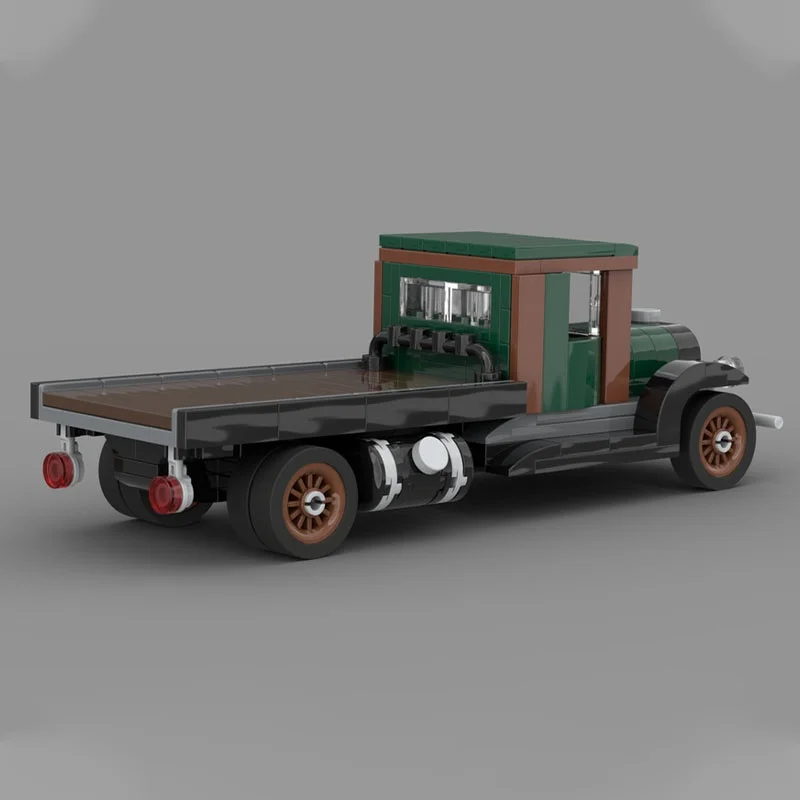 226pcs MOC Cars Vintage Flatbed Truck Darkgreen Model Building Blocks Architecture Christmas Gift Toy Craft Collection Brick Art