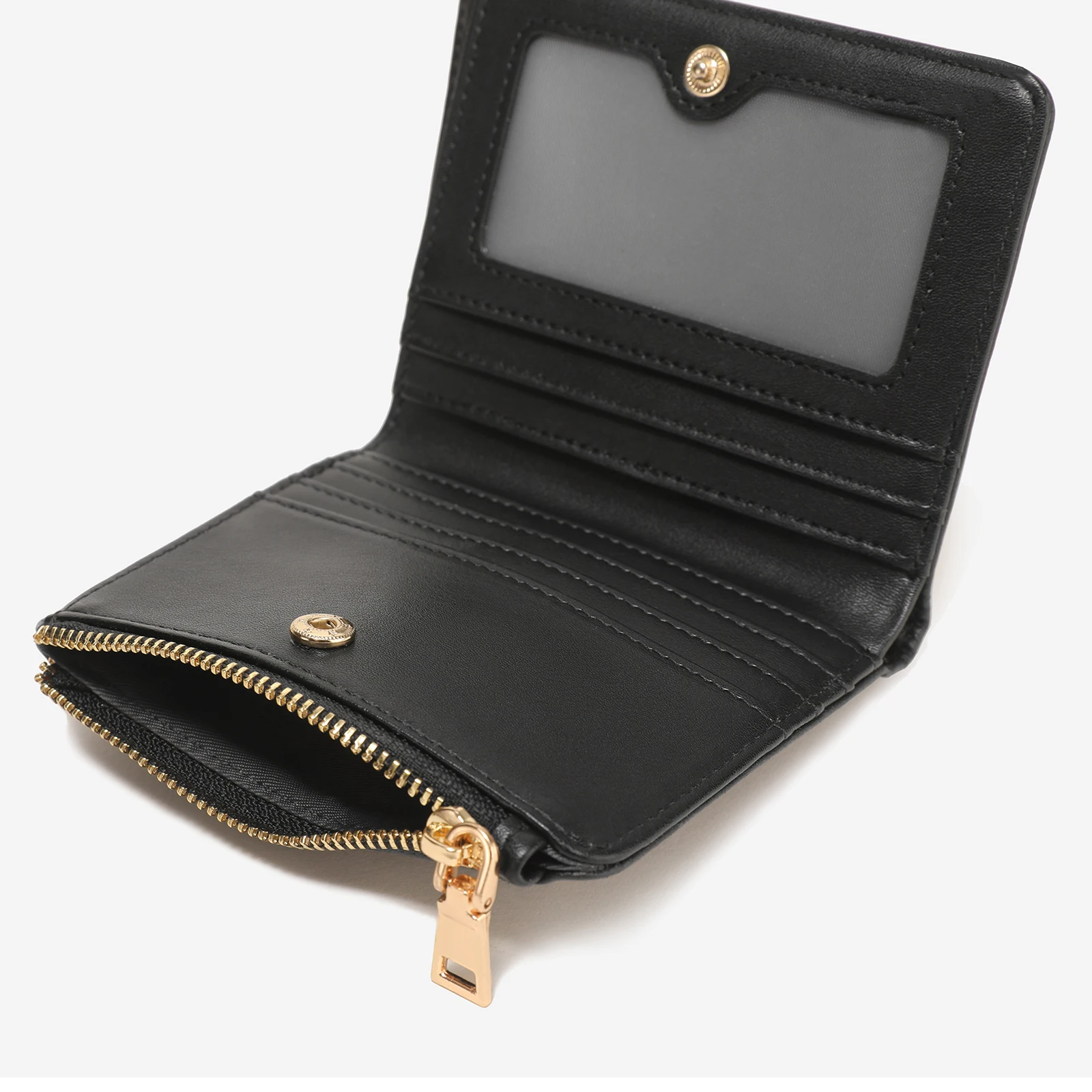 ITAMOOD Genuine Leather Wallet Black Card Holder Coin Purse 2024 New Short Women Wallet Mini Handbag Short Clip Card Bag