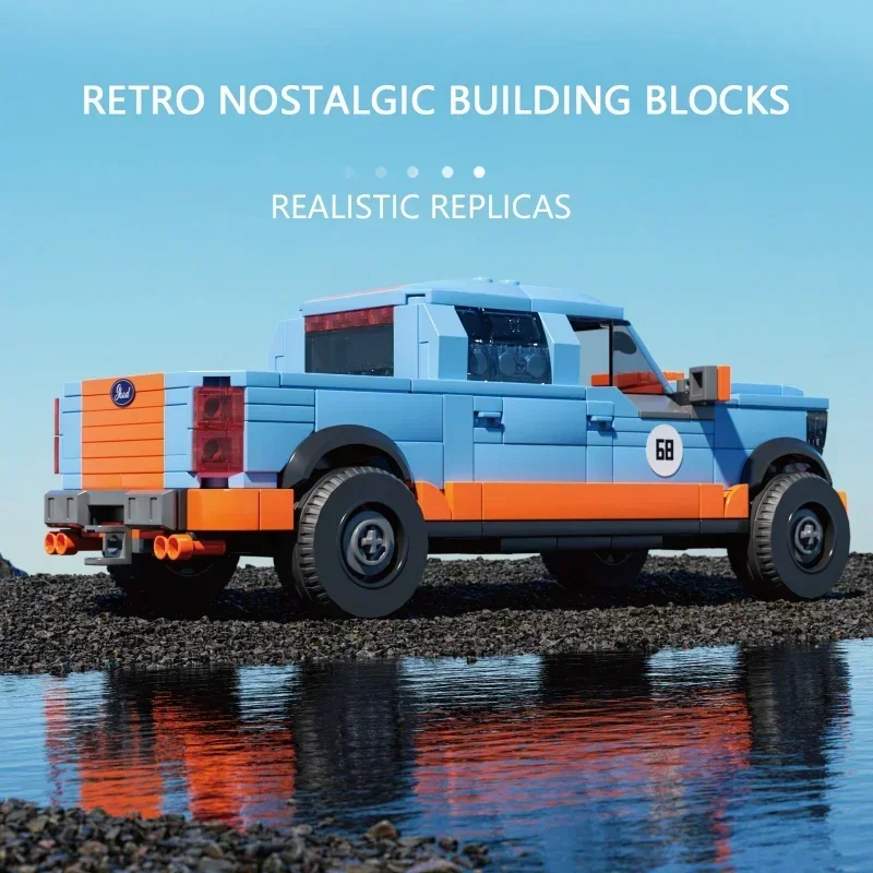 457 Uds. F-150 camioneta de bloques de construcción ciudad camión de carga conectable cola de viaje modelo ladrillos niños DIY juguetes regalos de vacaciones