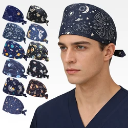 New Surgical Caps Medical Scrub Hat Mujer Long Hair Dentist Skullcaps Veterinary Hats with Botton Chef  Nursing Women Hats M976