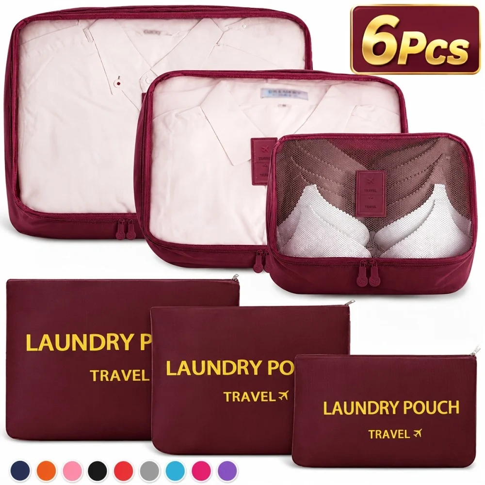 6Pcs Set Travel Bag Organizer Clothes Luggage Travel Organizer Blanket Shoes Organizers Bag Suitcase Pouch Packing Cubes