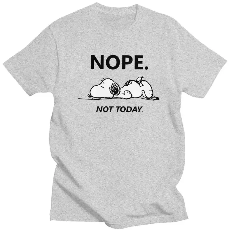 MINISO nueva camiseta de Snoopy NOPE moda divertida camiseta de algodón estampada de alta calidad amantes estilo coreano moda estudiantes gran oferta