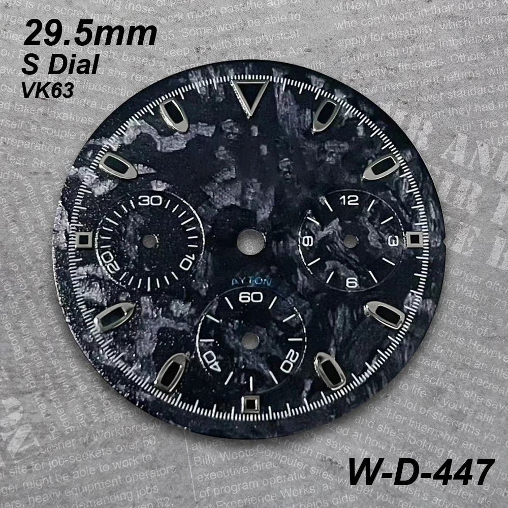 29.5 mm DTN Panda S Logo Dial Suitable For VK63 Movement Green Luminous Matte/Sunburst Quality Watch Modification Accessories