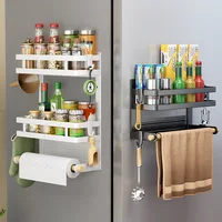 2-3Layer Magnetic Refrigerator Organizer Kitchen Storage Shelf Adhesive Towel Holder Side Mount Rack Home Kitchen Organization