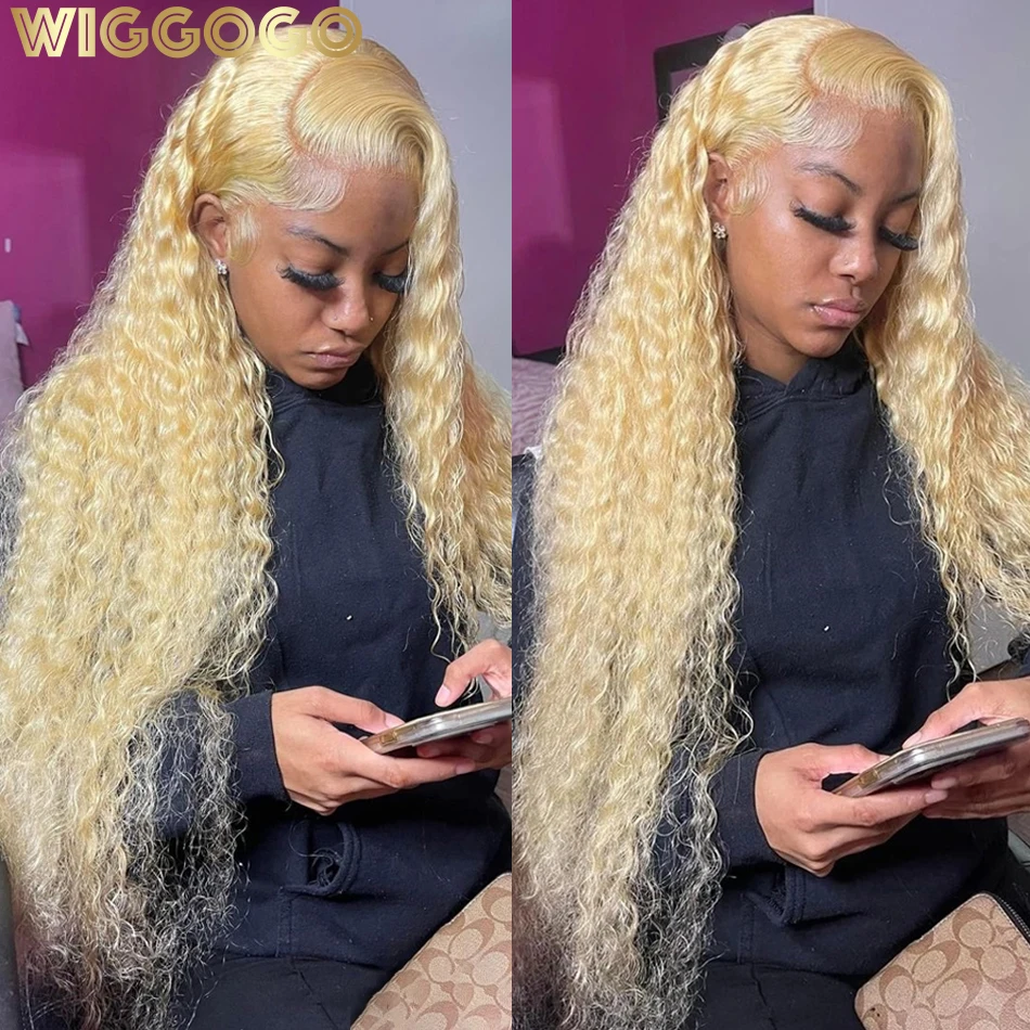 Wiggogo Blonde Lace Front Wig 613 Hd Lace Frontal Wig 13X6 Curly Lace Front Human Hair Wig 13X4 Deep Wave Frontal Wigs For Women