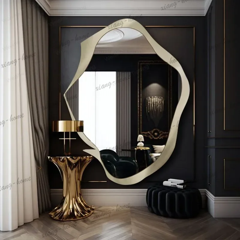 LD French special-shaped mirror wall-mounted full-length mirror irregular full-length  art creative decorative