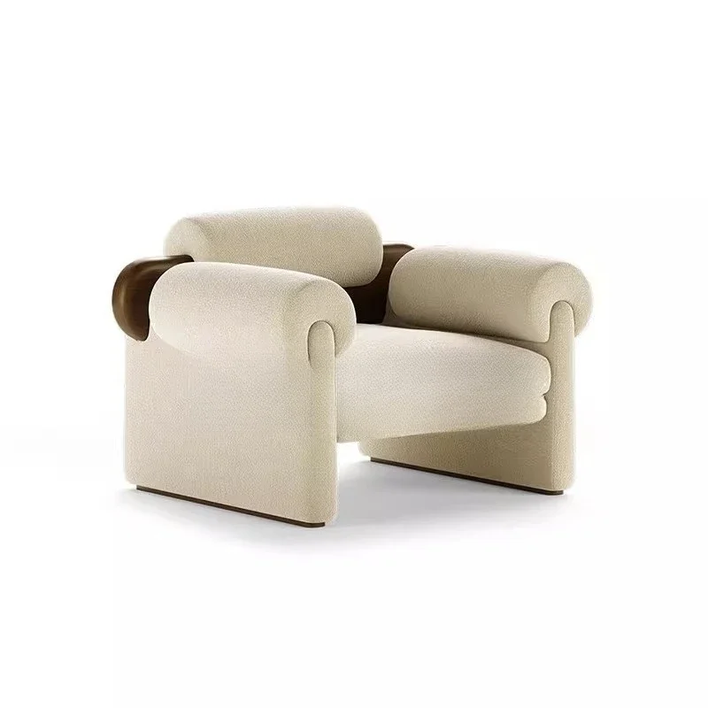 

Italian light luxury solid wood fabric sofa chair designer hotel single sofa sales office reception negotiation leisure chair