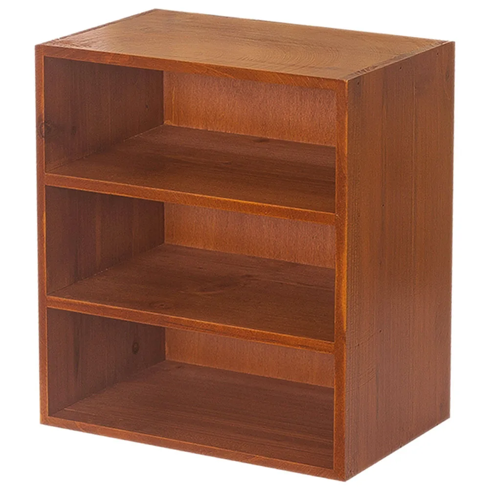 

Wood Desktop Bookshelf Three-Layer Storage Rack Makeup Tools Holder Wood Cup Holder Small Organizer Small Bookshelf