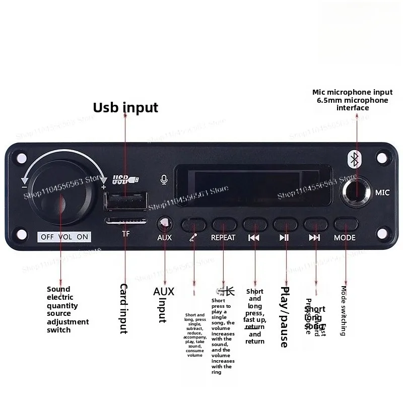 2*25W Bluetooth 5.0 Decoder Amplifier Board, Lossless Stereo, Supports Recording Call, Home Audio Use, DC6-18V