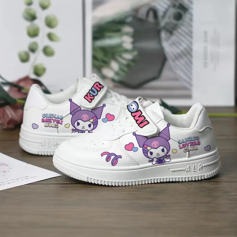 Sanrio Cartoon Kuromi White Girls\' Summer Lolita Shoes Kids Off White Shoes Student Sneakers 2024 New Boys and Girls Versatile