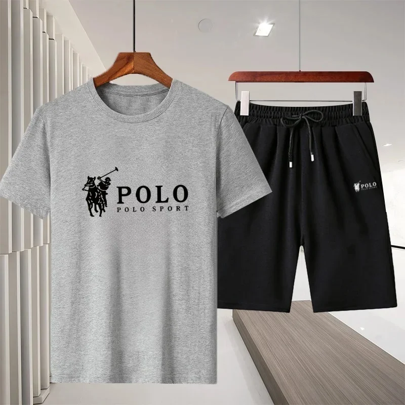 Summer men's casual breathable T-shirt + shorts set, fitness and running fashionable outdoor sportswear two-piece set