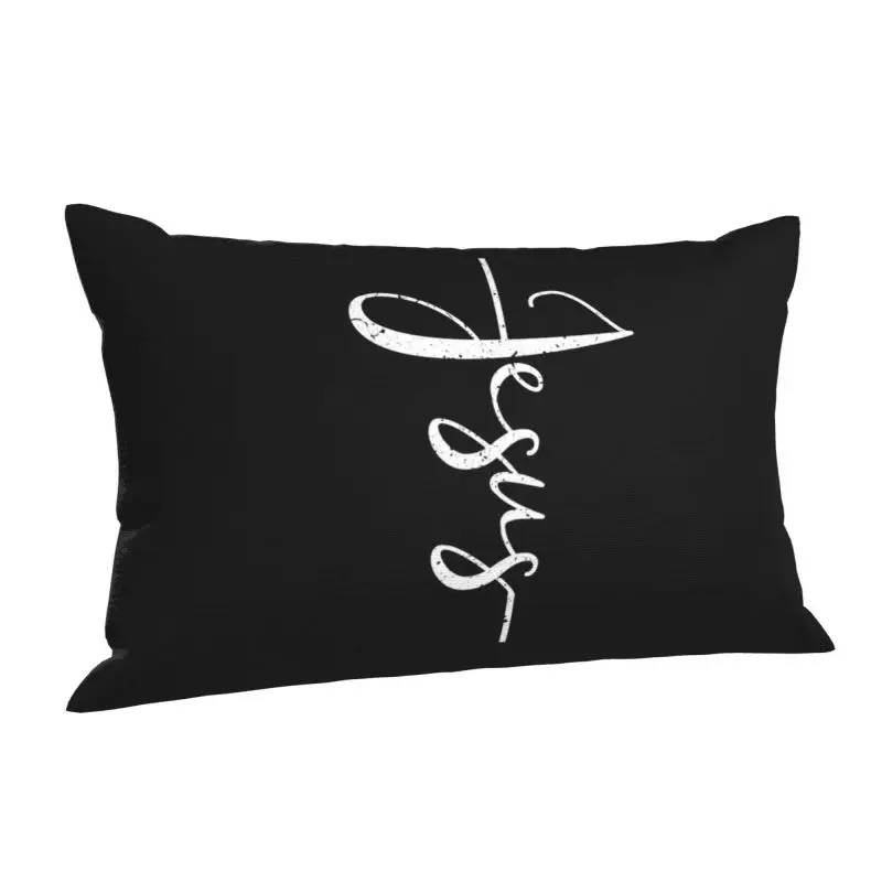 Custom Jesus Christ On The Cross God Cushion Cover 50cmx35cm Christian Velvet Modern Pillow Case Rectangle