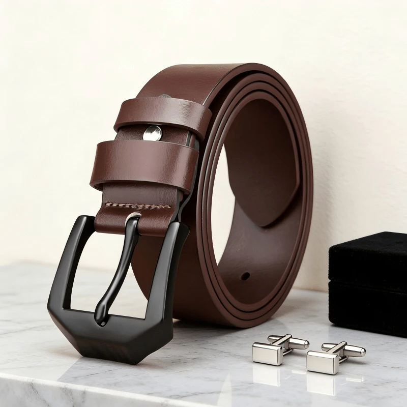 Men's Belt，Black Alloy Buckle，A Vintage Leather Belt，Jeans Matching，Daily Accessories，The First Choice for Gift Giving，Casual Pa
