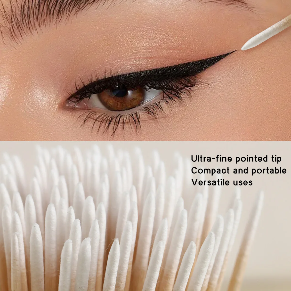 100 300 wattenstaafjes Wattenstaafjes met twee uiteinden Ultracompact ontwerp met houten handvat Wimperverlenging Lijm Reinigings- en verwijdergereedschap