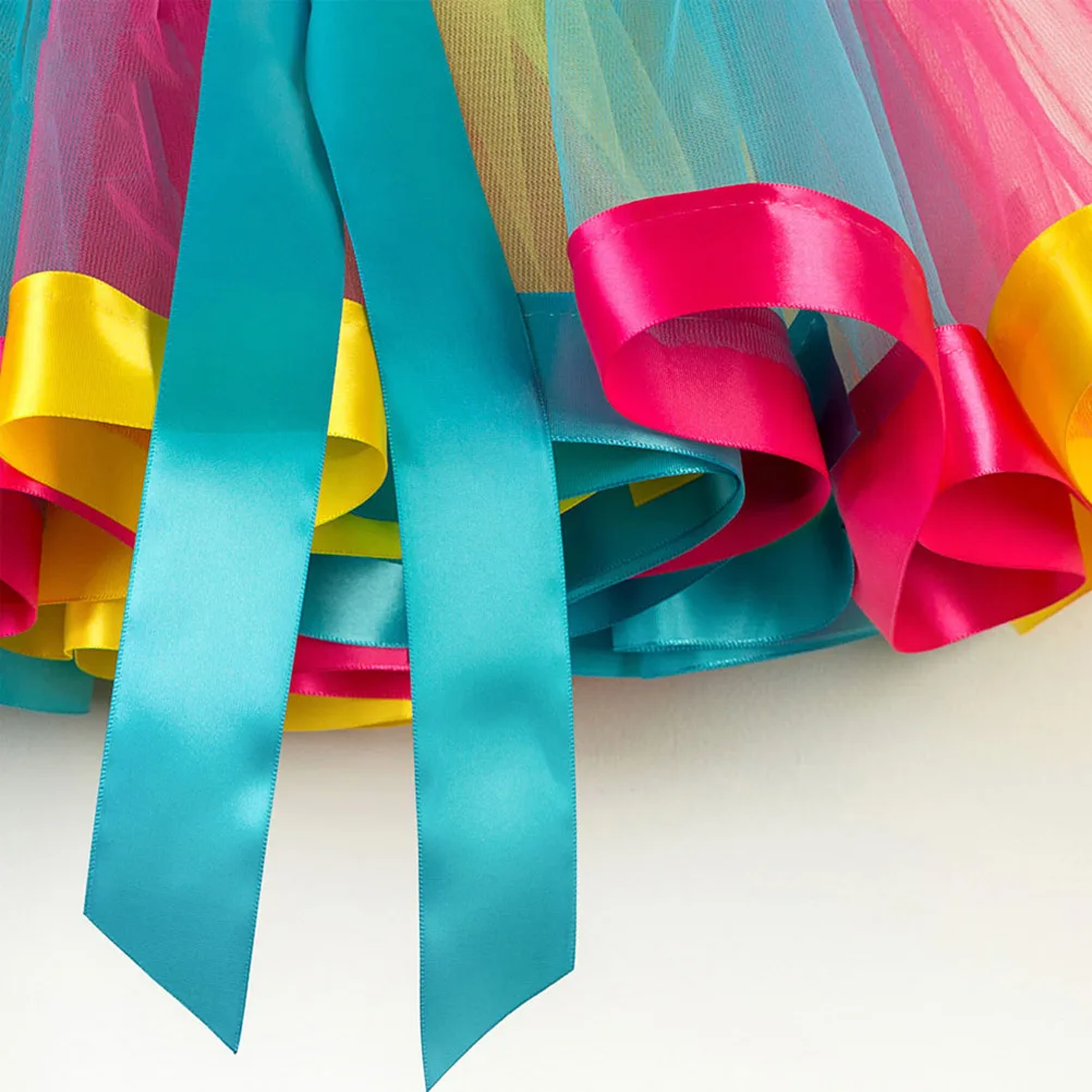 

Unicorn Headdress Rainbow Skirt Set Girls Tulle Costume Multilayer Mesh Breathable Elastic Waist Bowknot Adjustable Straps
