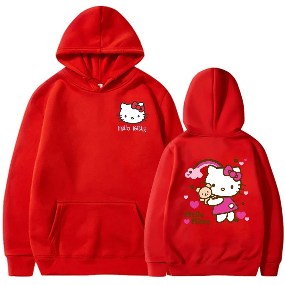 2024 Sanrio Hoodies Hello Kitty Women's Harajuku Hoodie Cute Cartoon Pattern Sweatshirt Women's Jacket Long Sleeve Top