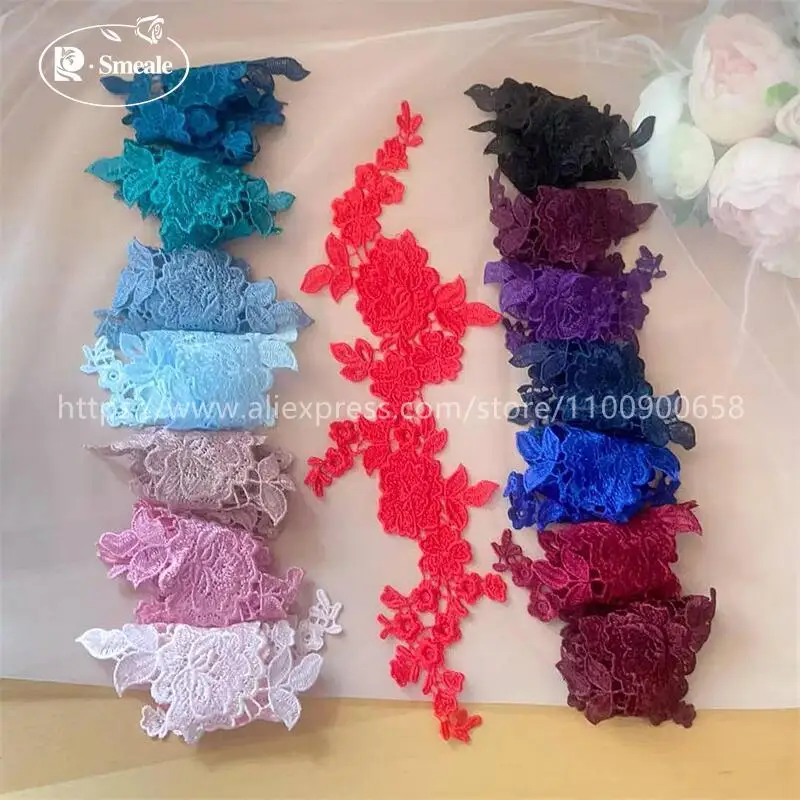 10 قطع، تطريز دانتيل جديد عالي الجودة قابل للذوبان في الماء، ملحقات خياطة لتزيين فستان الزفاف مصنوعة يدويًا