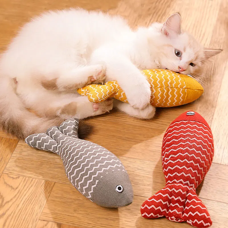 Katzen-Kauspielzeug, Simulationsfisch, interaktives Katzenspielzeug, Katzenkissen, Kätzchen-Übungsspielzeug, Kicker-Spielzeug für Katzen, Katzen-Set