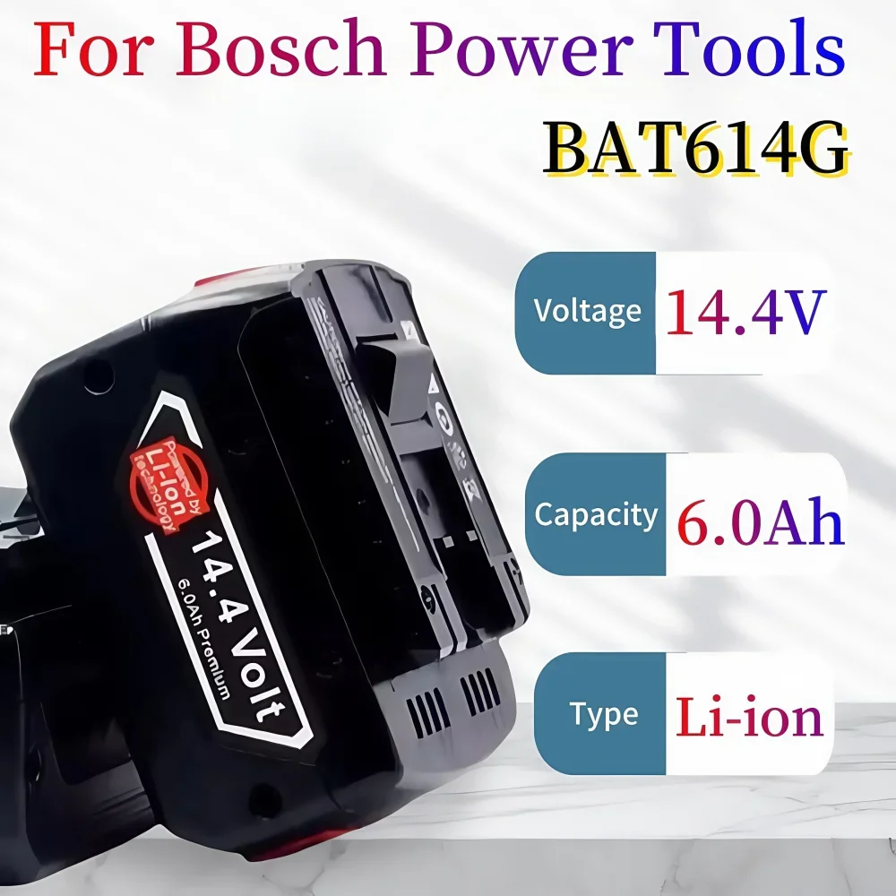 

14.4V 6.0Ah Replacement Li-ion Battery for Bosch Power Tools, Compatible with GBH/GDR/GSR/DDS180 BAT614G