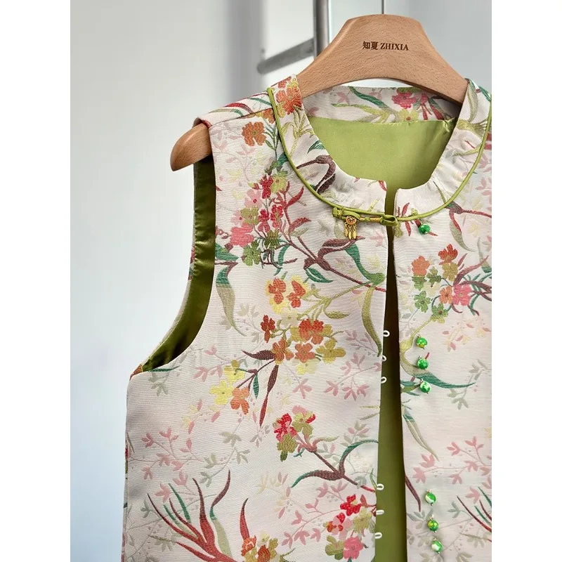 Blouse Women Spring Premium Chinese Style Vest Retro Jacquard Floral Camisole New Comfortable Minimalist Versatile Niche Luxury