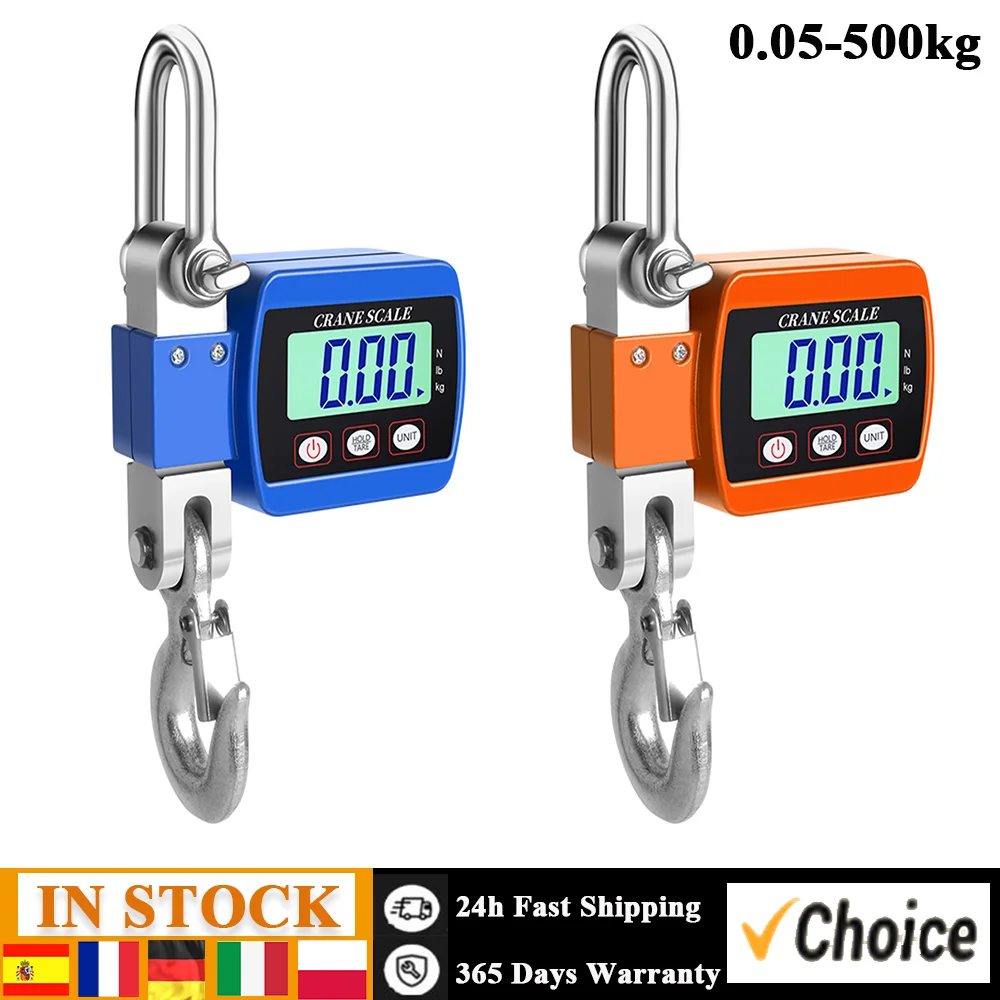 LCD Digital Display Crance Scale 0.05-500kg Industrial Electronic Heavy Duty Weight Hook Crane with Unit Change Function