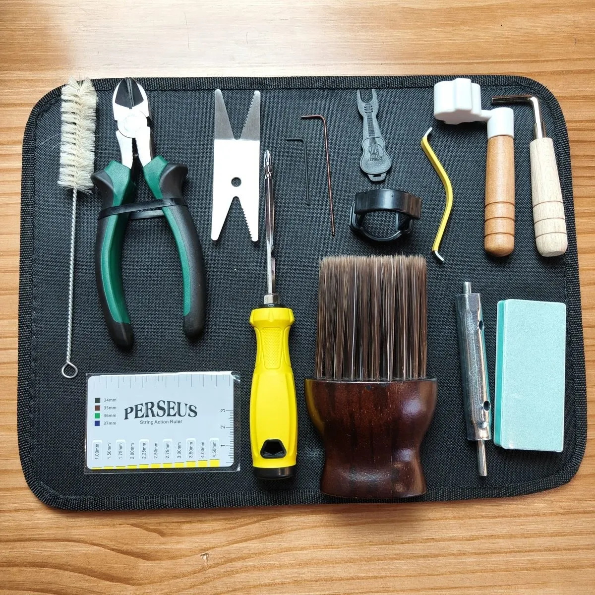 Guitar Repair Tool Kit 16-Piece, Luthier Tools with String Winder, Pliers, Screwdriver, Fret File, Ruler for Guitar Bass