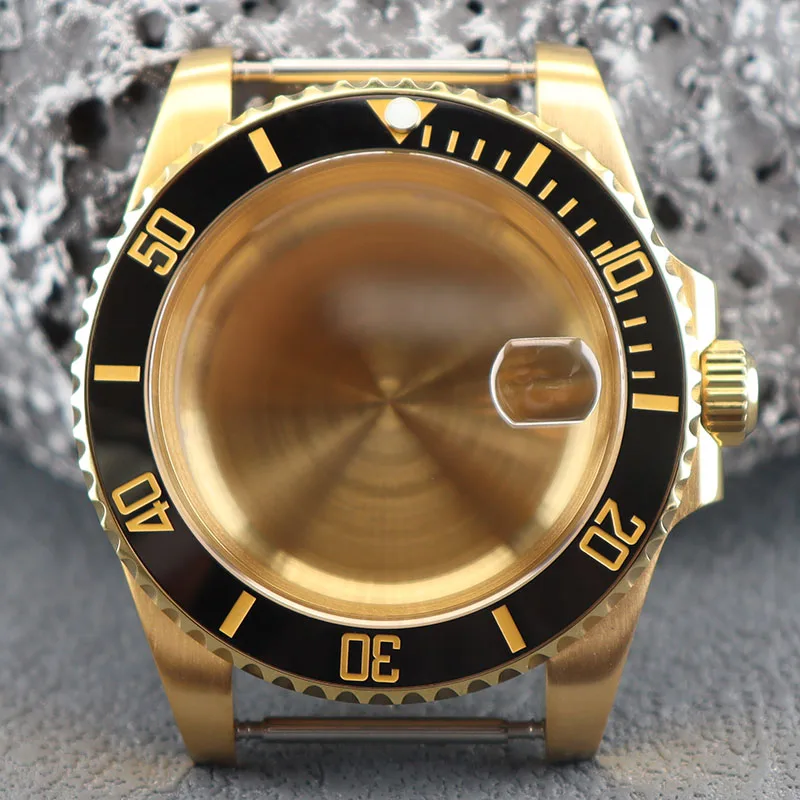 

Gold 40mm Man Watch Cases Submariner High Quality Parts For Seiko 4R36 nh34 nh35 nh36 Miyota 8215 ETA 2824 Movement 28.5mm Dial