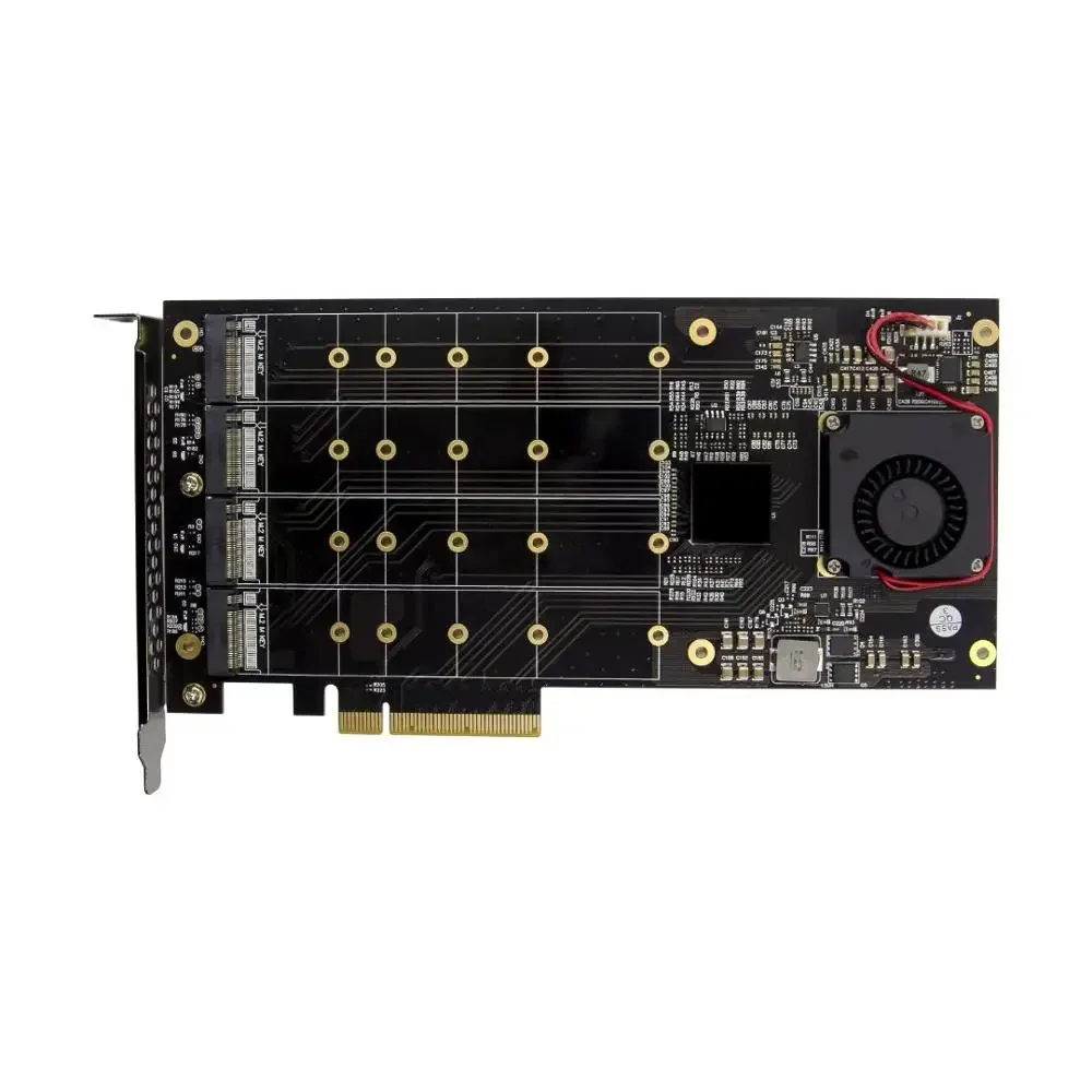 PCIe 3.0 X4 PLX8724 to 4 Port M.2 NVMe SSD Adapter Expansion Card Quad Mkey Nvme to Pci-E Converter for PC 32G/bps win10 linux