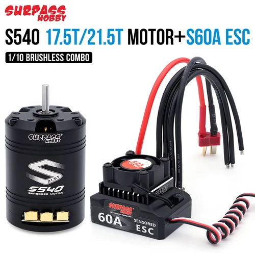 SURPASSHOBBY ブラシレスモーター ESC コンボ S540 センサーモーター 60A ESC 6V/3A 1/10 RC カー用