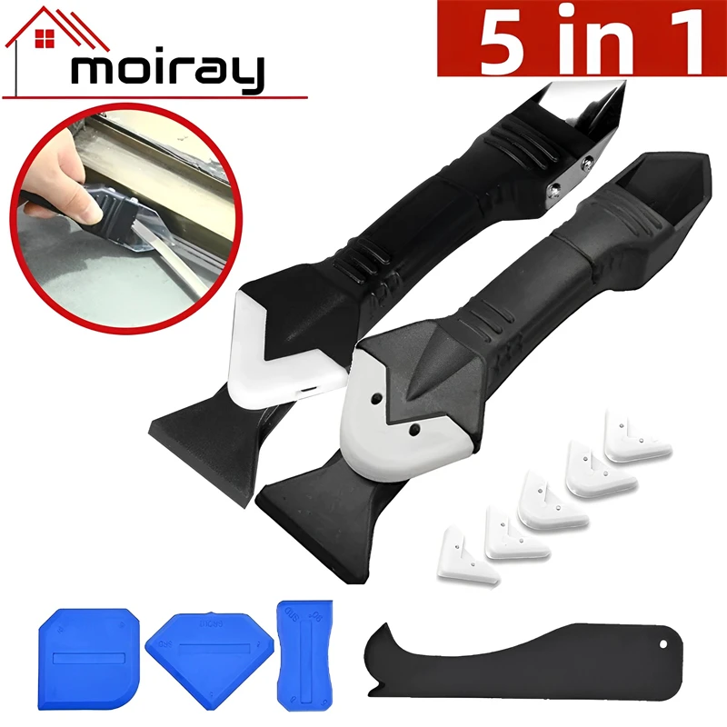 5 In 1 Silicone Scraper Sealant Smooth Remover Tool Set Caulking Finisher Smooth Grout Kit Floor Mould Removal Hand Tools Set