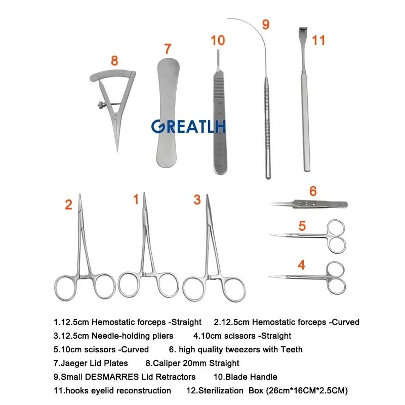 Ophthalmic Tools Set Hemostatic Forceps Needle Holders Eyelid Scissors Cosmetic Tools Kit Ophthalmic Eye Instrument