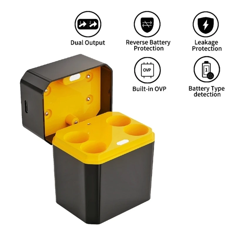 Advanced 4 Cell Charging Hub With Intelligent Chip For Multiple Battery Types And Storage Compartment X3UB
