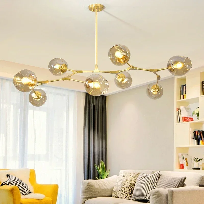2026 Nordic Lamps Designer Molecular Glass Chandelier Living Room Bedroom Home Decor Pendant Light Indoor Lustre Lighting Fixtur