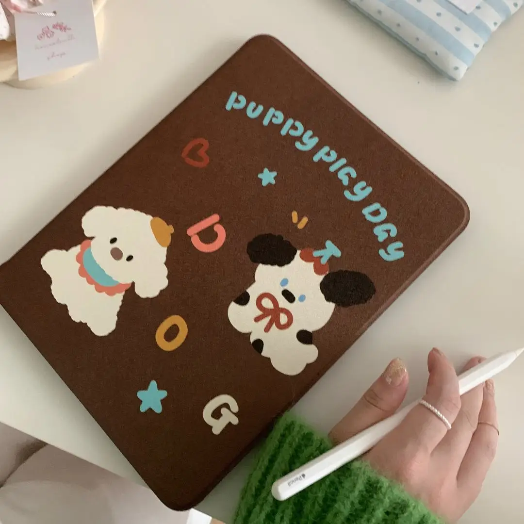 Cute Puppy With Pencil Holder for iPad 10.2 iPad Air 5th 4th Generation 10.9 iPad Pro 11 9.7 10.2 7 8 9th Air3 pro10.5 10th Case