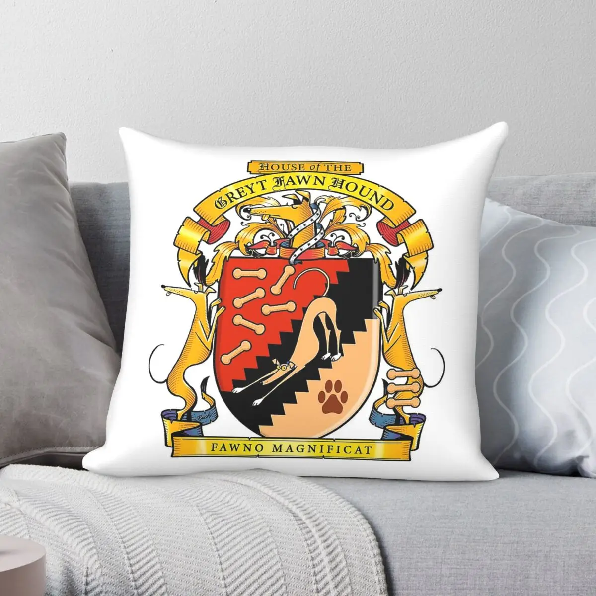 Greyhound Heraldry Greyt Fawn Hound Square Pillowcase Polyester Linen Velvet Printed Decor Pillow Case Sofa Seater Cushion Cover
