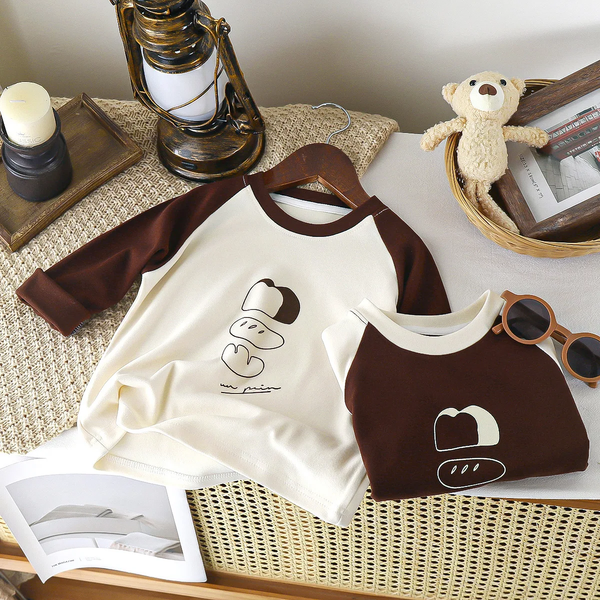 Children's Base Shirt Spring Autumn Long Sleeved Casual Tee Baby Girl Boys Patched Color Round Neck Outerwear Tops