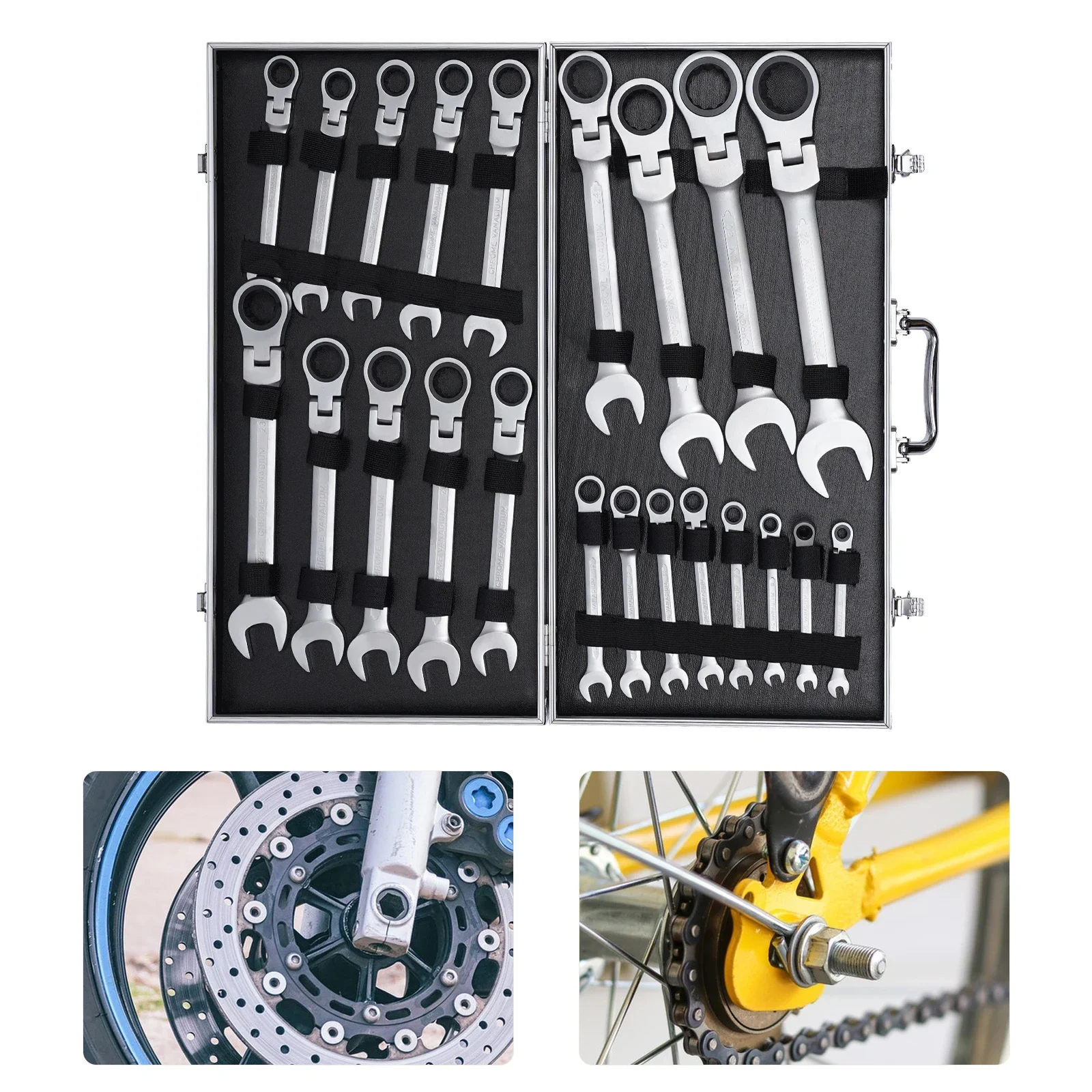 22Pcs 6-32mm Sizes Hand Tools Ratcheting Dull Polish Spanner Wrench Tools Set for Repair