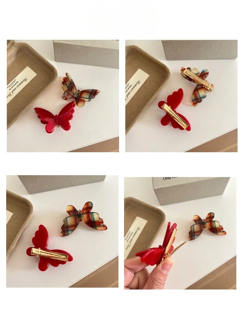 Nuevas pinzas para el cabello de acetato de mariposa colorida pequeña de 5,5 CM, horquilla dulce y elegante INS, pinza para el cabello de cangrejo, accesorios para el cabello para mujeres y niñas