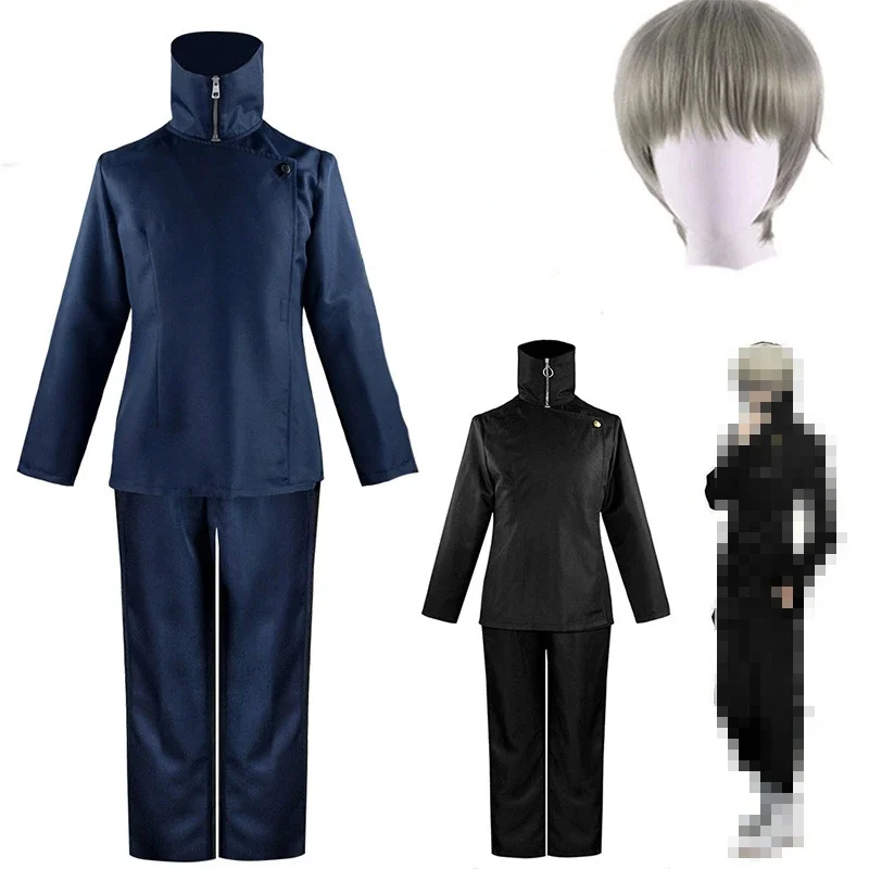 Anime Jujutsu Kaisen Tatoo Toge Inumaki Cosplay Costume Wig Top Pants Halloween Party School Uniform Full Sets Wigs Shoes Men