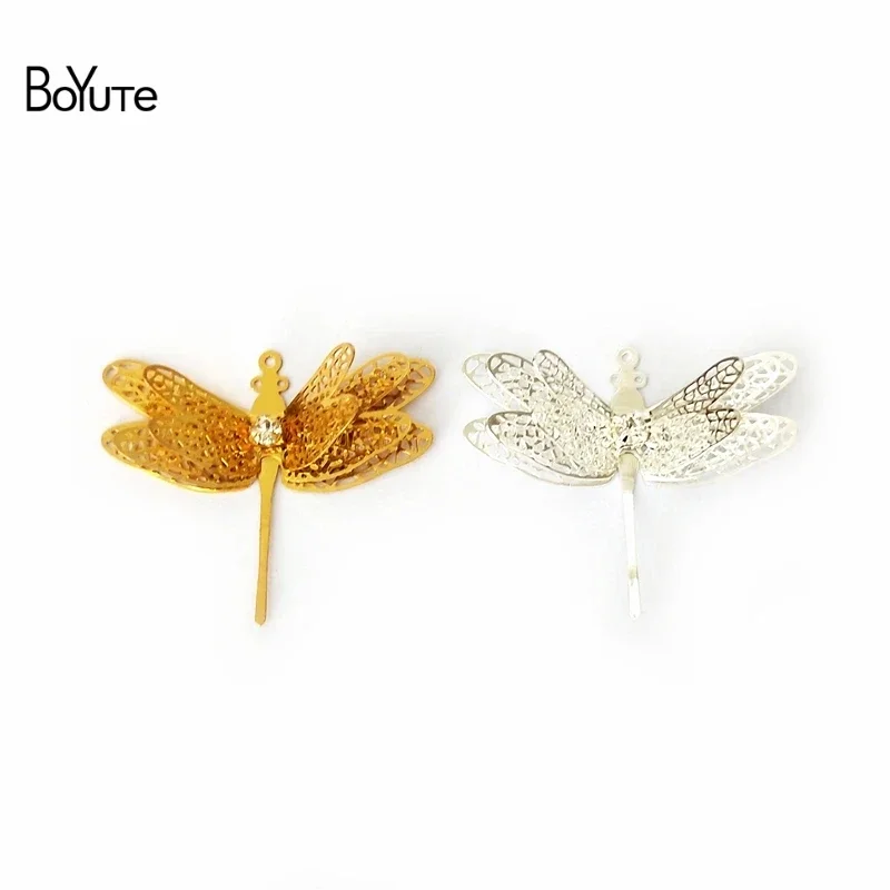 

BoYuTe (10 Pieces/Lot 36*29MM Brass Filigree Dragonfly Pendant Pendant Materials Handmade Diy Jewelry Accessories