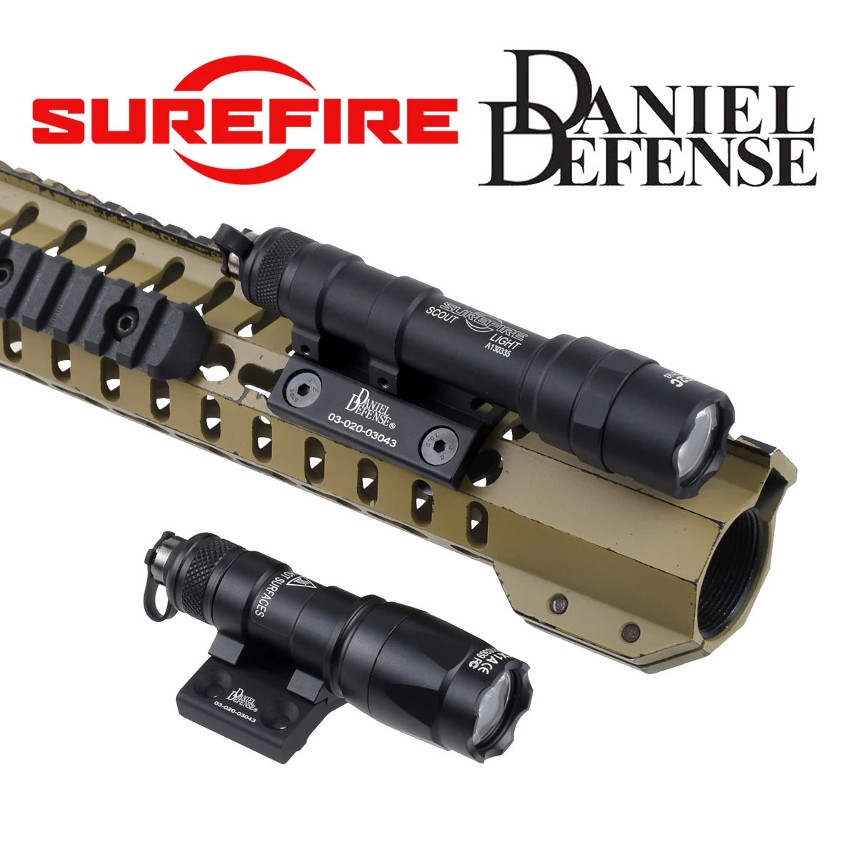 

Surefire M300 M600 Tacitcal Flashlight Mini Scout Hunting LED Light With DANIEL DEFENSE Offset Flashlight Mount Fit M-lok Keymod