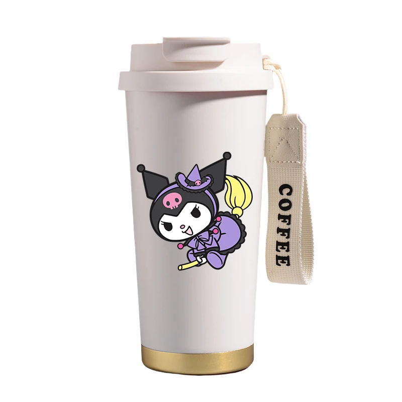 Y2k 500 мл Kawaii Kuromi My Melody, белая кофейная кружка, аниме, автомобильная изолированная бутылка для воды, портативная большая вместительная мультяшная чашка, подарки