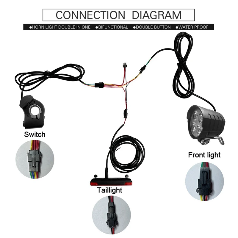 With QD168 Frontlight DR001 Taillight Warning Light Turn Signal Horn Accessories Ebike Switch DK240