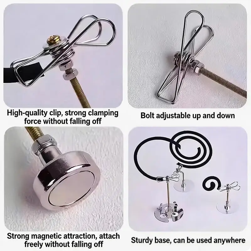 * Stainless Steel Mosquito Coil Bracket Multi-function Durable Incense Clip Ash Tray Base Strong Magnetic Magnetic Support Frame