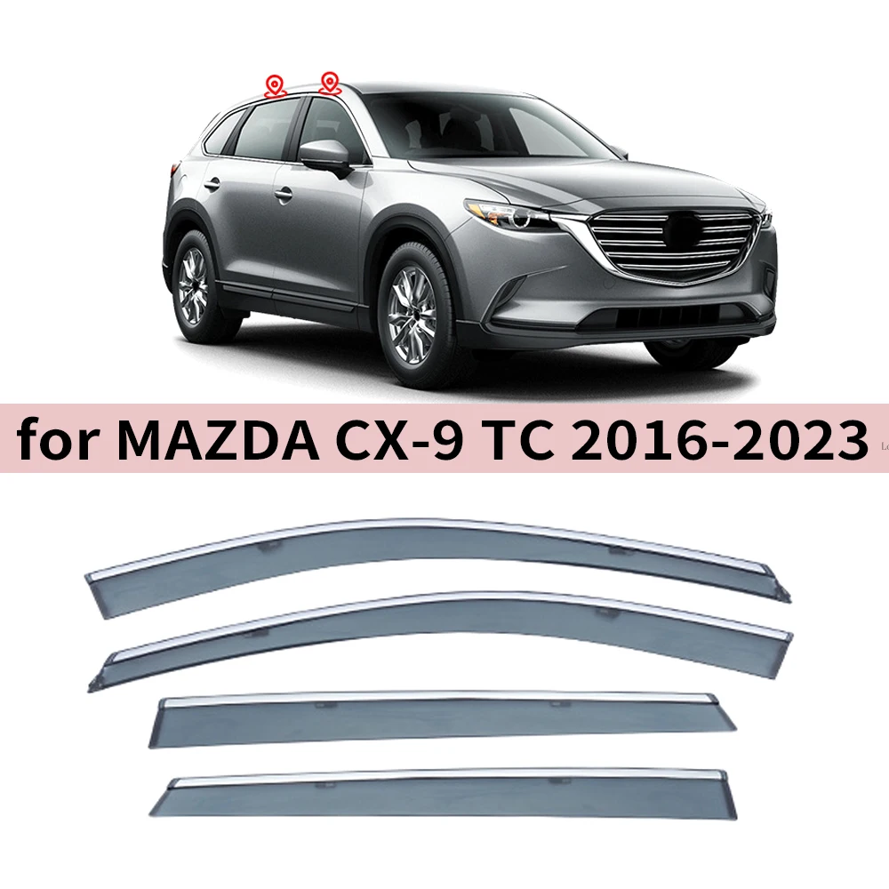 

Chrome Strips Rain Guards for MAZDA CX-9 2007-2023 Window Visor Wind Deflectors Door Visor Vent Shades Ventvisor