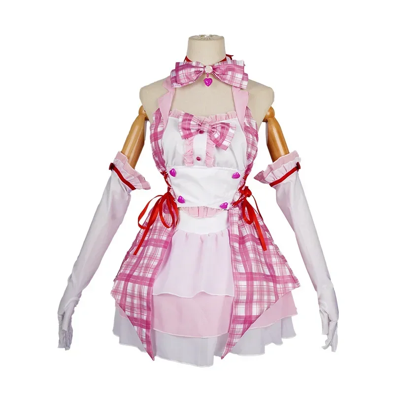 NEKOPARA-Disfraz de Cosplay, peluca de chocolate, traje de sirvienta de vainilla, pajarita, conjunto de falda dulce Kawaii Lolita, ropa de sirvienta rosa y azul de Navidad